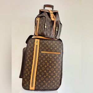 Louis Vuitton Bosphore Monogram Rolling Luggage and Backpack set Vintage